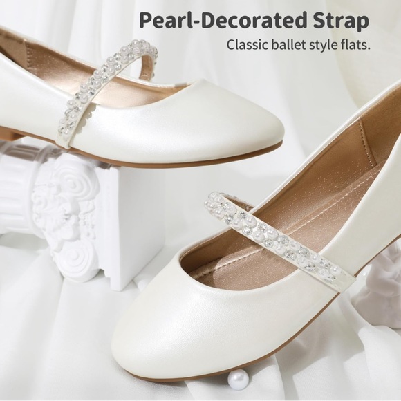 DREAM PAIRS Girls Big Kid Ivory Serena-100 Mary Jane Ballerina Flat Shoes Sz 2 - Picture 5 of 6